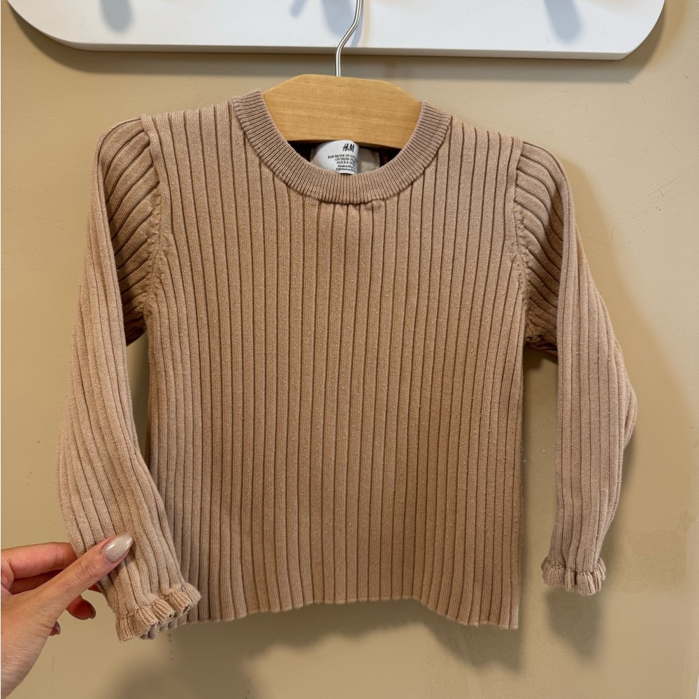 Kids Ribbed Brown Sweater and Yellow Corduroy Skirt - Picture 2 of 7